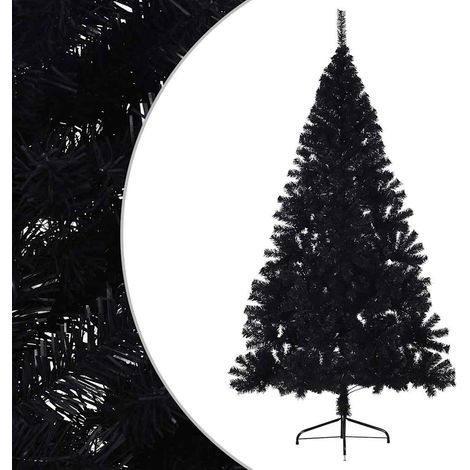 Demi Sapin de Noël Arbre de Noël artificiel avec support Noir 180 cm PVC (1/5)