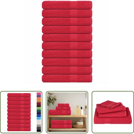 Rot - Handtücher FROGN 10 Stk. Rot 100x200 cm 360 g/m² (1/5)