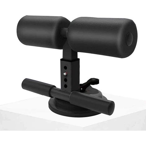 Barre abdominale portable avec ventouse, support de cheville rembourré réglable, équipement d'entraînement abdominal pour la maison et les voyages (noir)