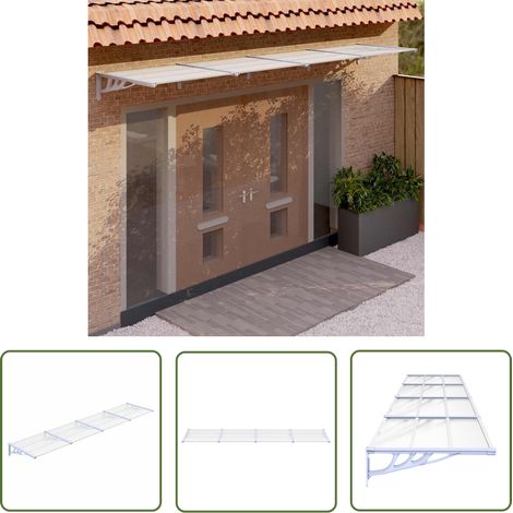 The Living Store Türvordach Grau und Transparent 396x90 cm Polycarbonat - Türvordach - Haustürüberdachung - Schutzvor Den Elementen - Polycarbonat - Wit Transparent (1/5)