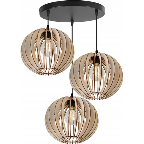LÁMPARA DE TECHO COLGANTE LED MODERNA DE MADERA