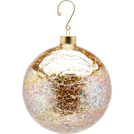 EDG Enzo De Gasperi Pallina di Natale in Vetro Microfoglie Ø10 cm Oro – Addobbo per Albero di Natale (1/2)