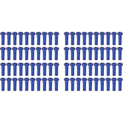 80 écrous de rayons de vélo en fer de 14 mm pour rayons de calibre 14G (bleus) (1/5)