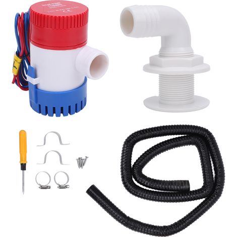 1100 GPH DC12V Schwarzes Bilgenwasserpumpen-Set mit 1 1/8 Zoll Schlauch, elektrisch, für Boote, Wohnmobile und Yachten. (1/5)