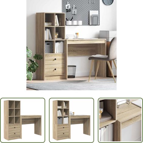 Bureau moderne -  Bureau avec tiroir 2 pcs Chêne Sonoma (1/5)
