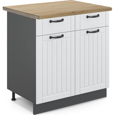 Mobiletto base per cucina Fame-Line, Bianco rustico, 80 cm , PL Rovere, Vicco (1/5)