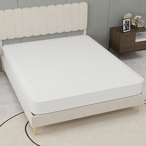 Matelas 3D aéré, conditionné sous vide, insonore, anti-perturbations, moelleux et ferme, double maintien, parfait pour le dos, taille 140x200 cm, hauteur 23 cm, blanc (1/5)