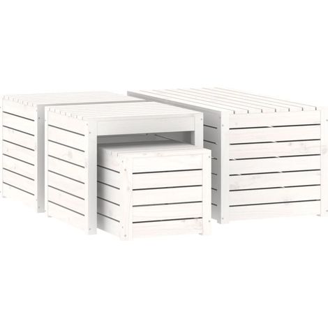 Caja de jardín 4 piezas madera maciza de pino blanco 020013179