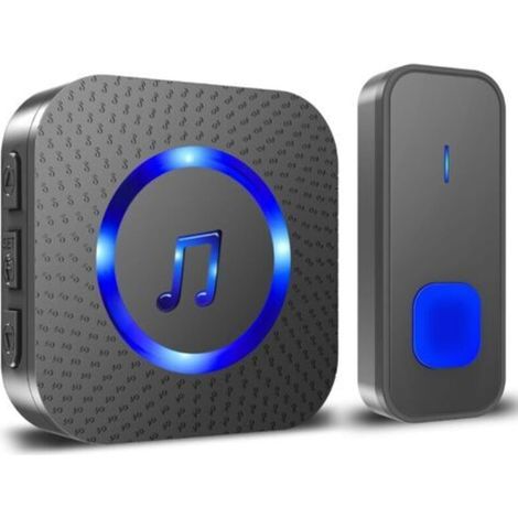 Pr Wireless Doorbell, 300M Long Range Waterproof Doorbell Electronic Chime, Chime Kit with Plug-in Receivers for Home, 55 Melodies at 5 Volume Levels, Blue Black LED (1/5)