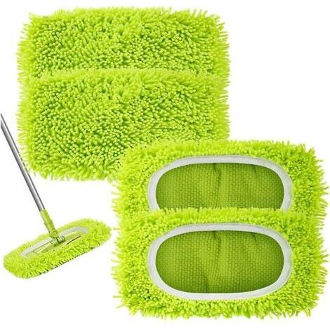 Green, 2 microfiber wipes, steam mop refills, wet wipes, reusable washable wipes, washable replacement wipes (1/5)