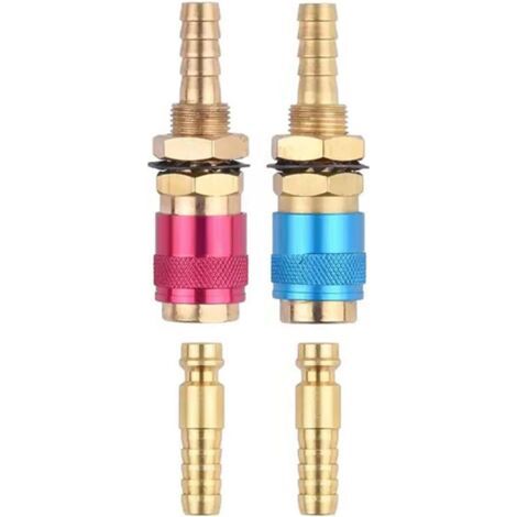Lot de 2 adaptateurs de chalumeau de soudage Heavy Duty M 6/8/10 en laiton - Connexion rapide - Raccords en laiton - Torche de soudage TIG (1/5)