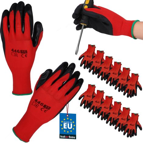 Gants de travail KOTARBAU® Dragon rouges antidérapants en latex, taille 11 - Lot de 12 (1/5)