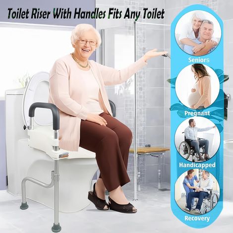 Sedile WC regolabile e rialzato per anziani e persone con mobilità ridotta - Supporta fino a 181 kg con maniglie stabili - Universale per sedie comode standard e reclinabili - ALTRO (1/4)