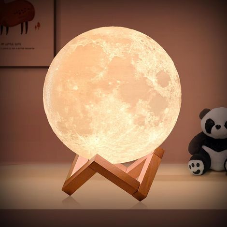 Filiyano – Support en bois – Veilleuse Lune pour adultes, enfants et bébés - Cadeau idéal pour filles, garçons, femmes et hommes - Télécommande (1/5)