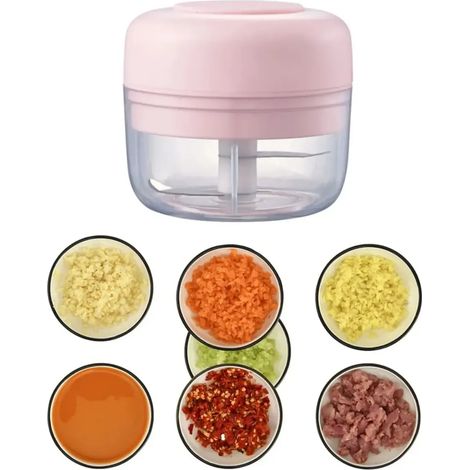 Hachoir à ail électrique portable, broyeur à gingembre et à ail, hachoir alimentaire portable pour la cuisine, coupe-viande, fruits et légumes, râpe (1/4)