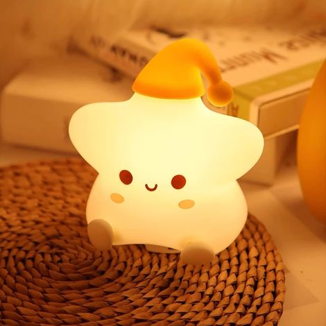 Étoilée Veilleuse pour Enfants Silicone 7Couleurs,Lampe Bébé USB Veilleuse pour Bébe, Rechargeable via USB, Surface Douce au Toucher (1/5)