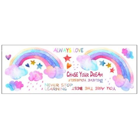 BUNTHAUS Bunte Regenbogen-Wandaufkleber, Aquarell-Regenbogen-Sonnenwolken-Wandaufkleber, Stern-Herz-Schmetterling-Wandaufkleber, niedliche Regenbogen-Wandaufkleber für Mädchenzimmer, Kinderzimmer-Deko (1/5)