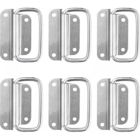 8cm×3.8cm, 6 Pcs Stainless Steel Folding Handles, Handle Puller, Used for All Kinds of Box Handles, Toolbox Handles, Door Handles and Drawer Handles (1/5)