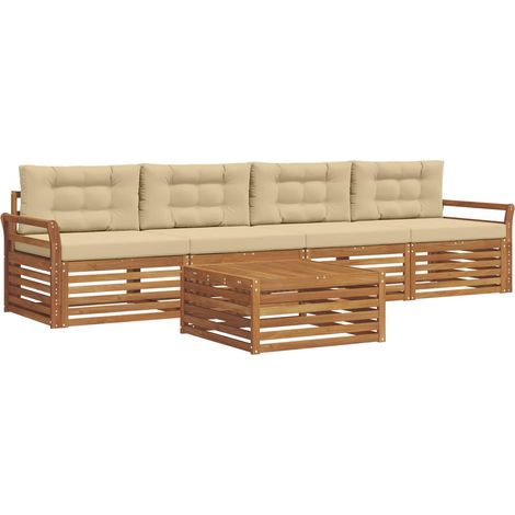 Ensemble de canapés d'extérieur 5 pc Naturel et Beige vidaXL (1/5)
