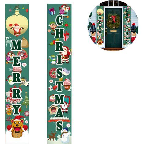 Weihnachtsbanner – Für drinnen und draußen geeignet, z. B. für Tür, Wand oder Garten – aus strapazierfähigem Polyestergewebe – mit Ringen und Seilen – 1 Stück (1/5)