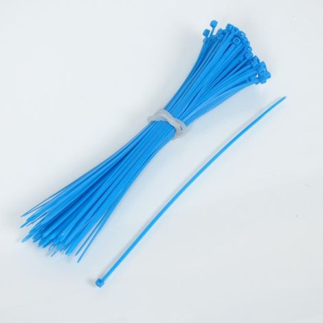 100 gezahnte Schelle Nylon blau 2.5x200 rilsan für Motorrad Quad