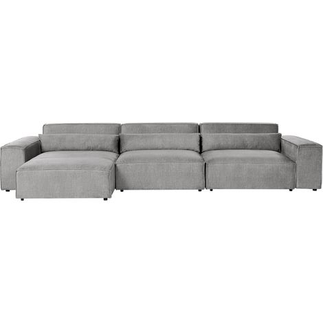 Moderno sofá esquinero modular 3 plazas tapizado de tela gris derecho Hellnar (1/5)