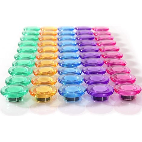 50 aimants puissants pour frigo, tableau blanc, casiers - lot de 10 couleurs. (1/5)