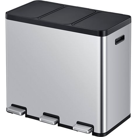 EKO, Poubelle à pédale Recycler, en acier, 60 l, collecteur à