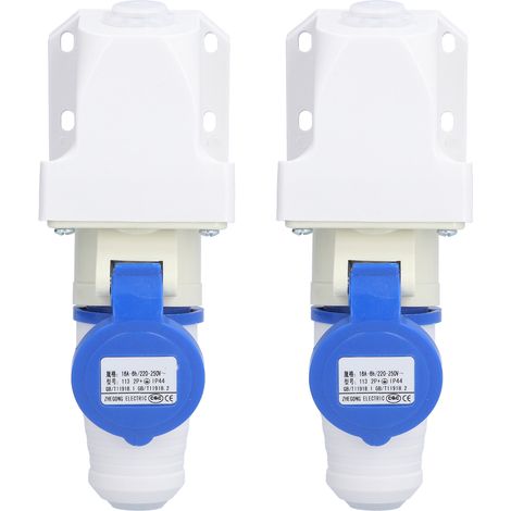 2 Prises Industrielles 3 Broches Connecteur Circulaire Alimentation 220-250V 16A 2P+E Kit (1/5)