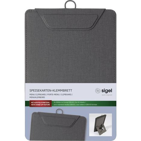Sigel KB111 Porte-menu clipboard DIN A5 anthracite (l x H) 16.5 cm x 23.5 cm