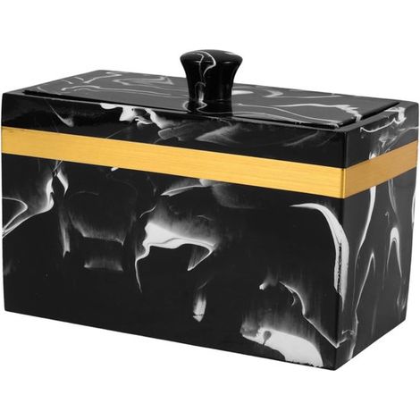 Marmor-Organizer für Wattestäbchen und Make-up-Pads luxuriöse Aufbewahrungsbox mit Deckel schnell zugängliche Fächer stilvolle Dekoration für den (1/5)