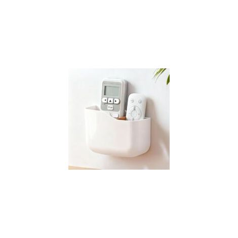 Porte Télécommande Mural Grand, Support Télécommande Auto-adhésif avec 2 Compartiments Réglables, Range Telecommande Multifonction pour Telecommande TV et Chargeur de Téléphone, Blanc (1/2)