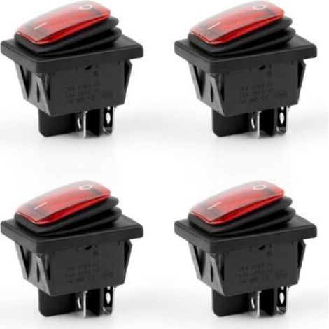 4 Interrupteur, Interrupteur à Bascule Étanches, AC 16A/250V 20 A/125V 4 Broches 2 Positions, Interrupteur à Basculante pour Montage sur Panneau pour Produits Électriques