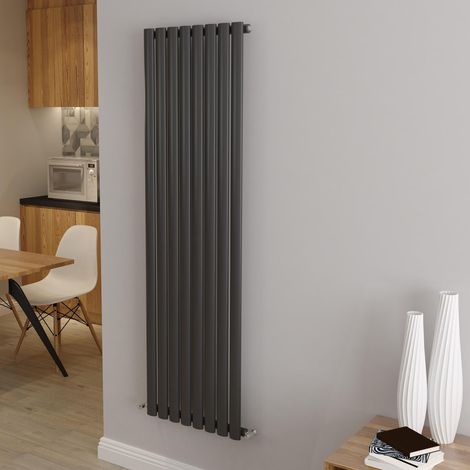 AICA Oval Column Designer Radiator Central Heating Vertical 1600x472mm Single Anthracite