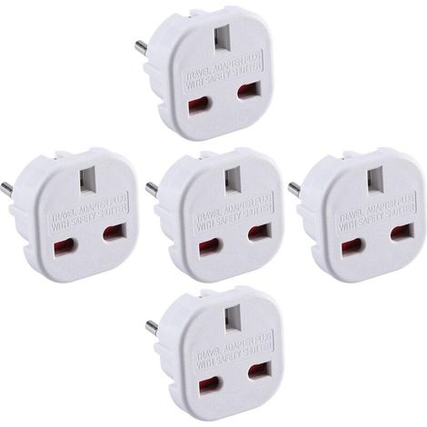 Lot de 5 adaptateurs de voyage Convertisseur adaptateur prise britannique vers européenne (Euro Type C, E, F)
