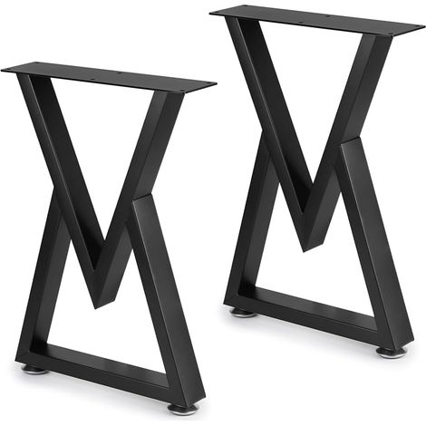 lalago 2 Pièces Pieds de Table en Métal Noir Jusqu'à 250 kg, Pieds de Table Robustes en Forme de V, Jambes de Meubles Industriel, Pied de Meuble Reglablel pour Café, Table à Manger, Bureau, Banc (1/5)