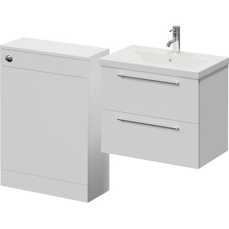 Napoli 390 Cento Gloss White 1200mm Wall Mounted 2 Drawer Vanity Unit and Toilet Suite with Glide Basin - 1200mm - Chrome 320mm HandleWithout Kingston Toilet Pan