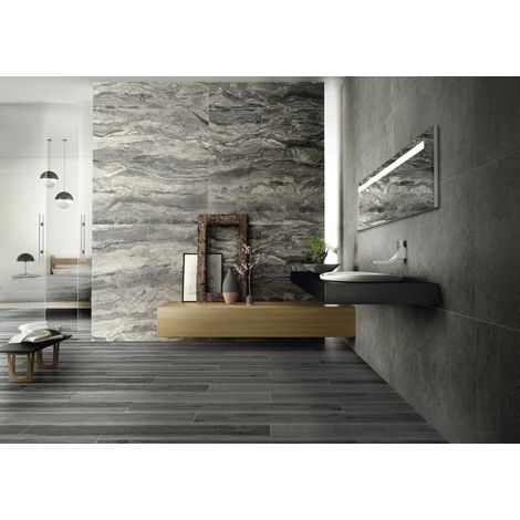 Carrelage effet pierre CAREA 60x60cm Gris Foncé. Anthracite - Naturel - boîte de 1.44 m2 60x60 cm Gris Foncé, Anthracite - Naturel - boîte de 1.44 m2 (1/2)