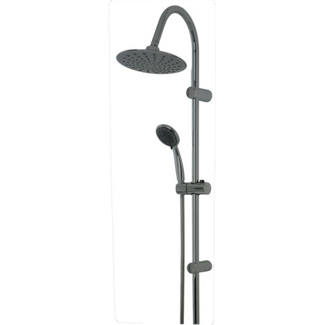 COLONNA DOCCIA IN ACCIAIO H.102cm +SOFFIONE Ø20cm DOCCETTA ABS E LACCIO FERIDRAS (1/4)