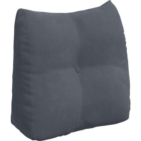 Coussin gris foncé, 45 x 24 x 50 cm, velours. (1/5)