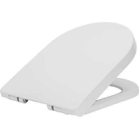 Lunettes de WC carrées avec fermeture amortie – Blanc – 45 x 37 x 5,5 cm – Universelles – Duraplast – Fixations incluses (1/5)