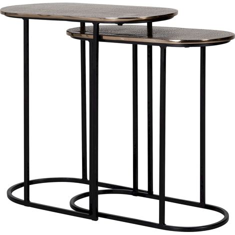 Tables gigognes Chandon lot de 2 - Champagne sur piètement noir (1/5)