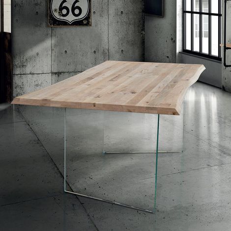 ANSON - tavolo da pranzo moderno in vetro e legno (1/2)