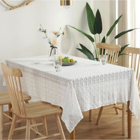 Nappe Dentelle rectangulaire 150 x 200cm, protection plateau de table, décoration salle à manger (1/4)