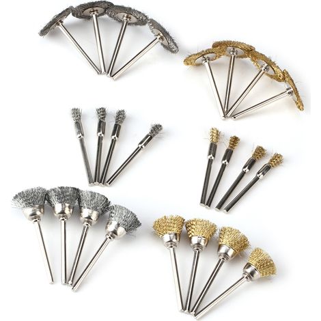 24-teiliges Set aus Edelstahl-/Messing-Drahtpolierbürsten für Schleifmaschinen, Bohrmaschinen und Rotationswerkzeuge (1/5)