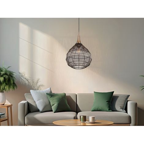 LED Pendelleuchte mit Drahtgeflecht Lampenschirm Altmessing, Ø 42cm (1/5)