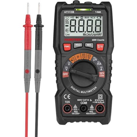 Multimetro digitale, HT113B, multimetro digitale portatile con selezione automatica della portata, NCV, multimetro rilevatore di tensione per elettricisti