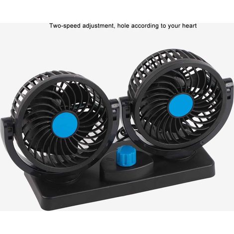 Mini ventilateur de voiture réglable à 360°, ventilateur rond à double tête, alimenté par USB. (1/5)