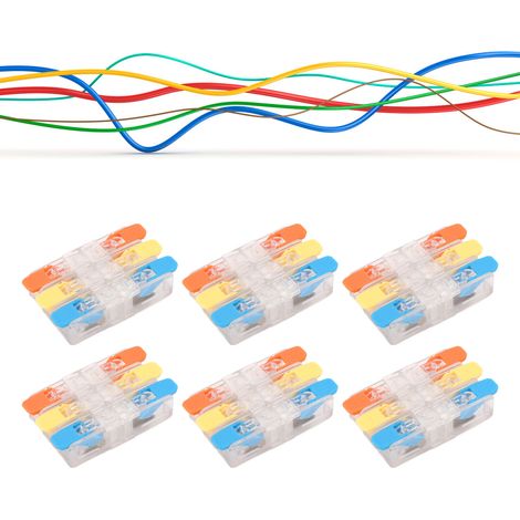 Vente par lots de 10 : connecteur H63W3 3 entrées/3 sorties pour câbles de 0,5 à 6 mm², répartiteur rapide, 41 A 450 V (1/5)
