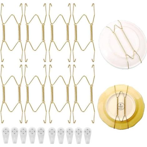 8 Pièces Cintres de Plaque, Cintres de Plaque de Invisibles, 8 Pouces de Type Golden W Cintres de Plaque avec 10 Crochets Muraux pour La Décoration de La Cuisine à Domicile, Décoration (1/5)